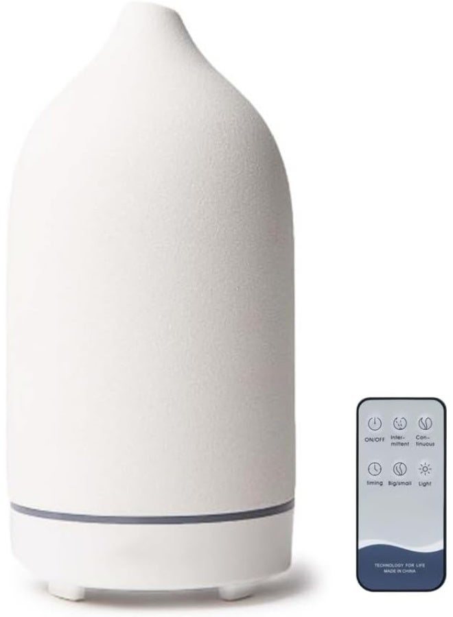 Monademo Stone Diffuser, Ceramic Essential Oil Diffuser, Humidifier 160ml Ultrasonic Oil Diffuser for Aromatherapy (White) - Image 1